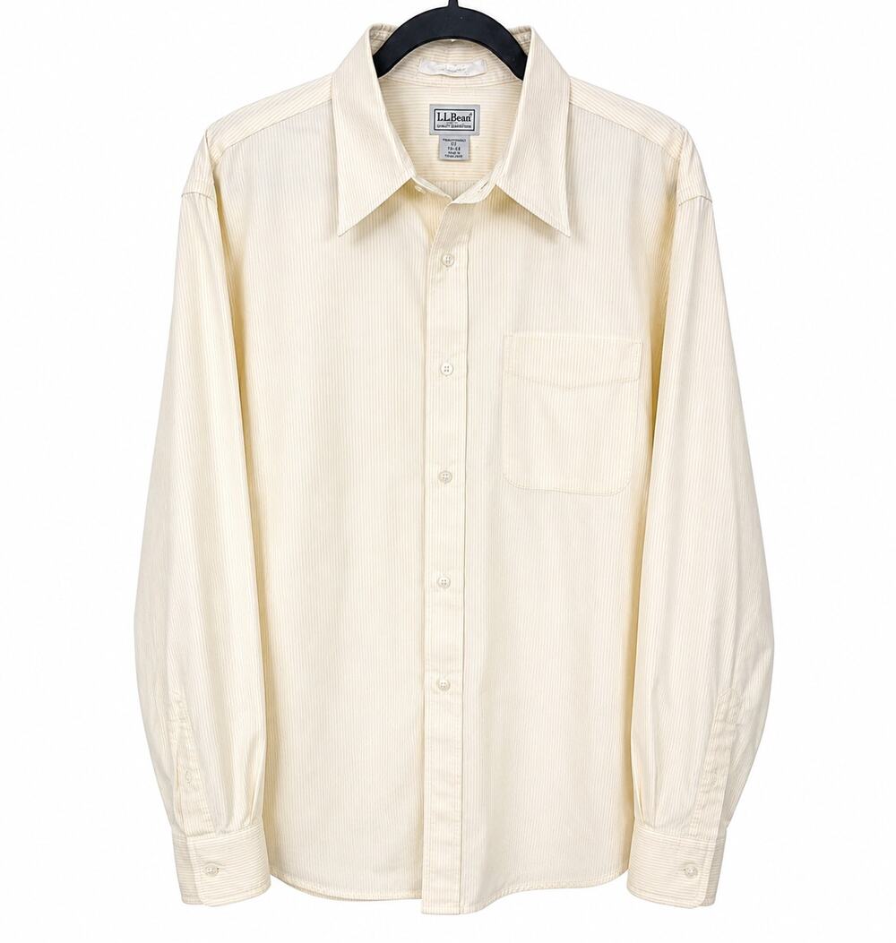 L.L.Bean XXL Yellow Stripe Button Down Preppy Coastal Classic